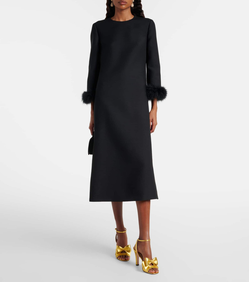 Valentino Crepe Couture feather-trimmed midi dress outlook