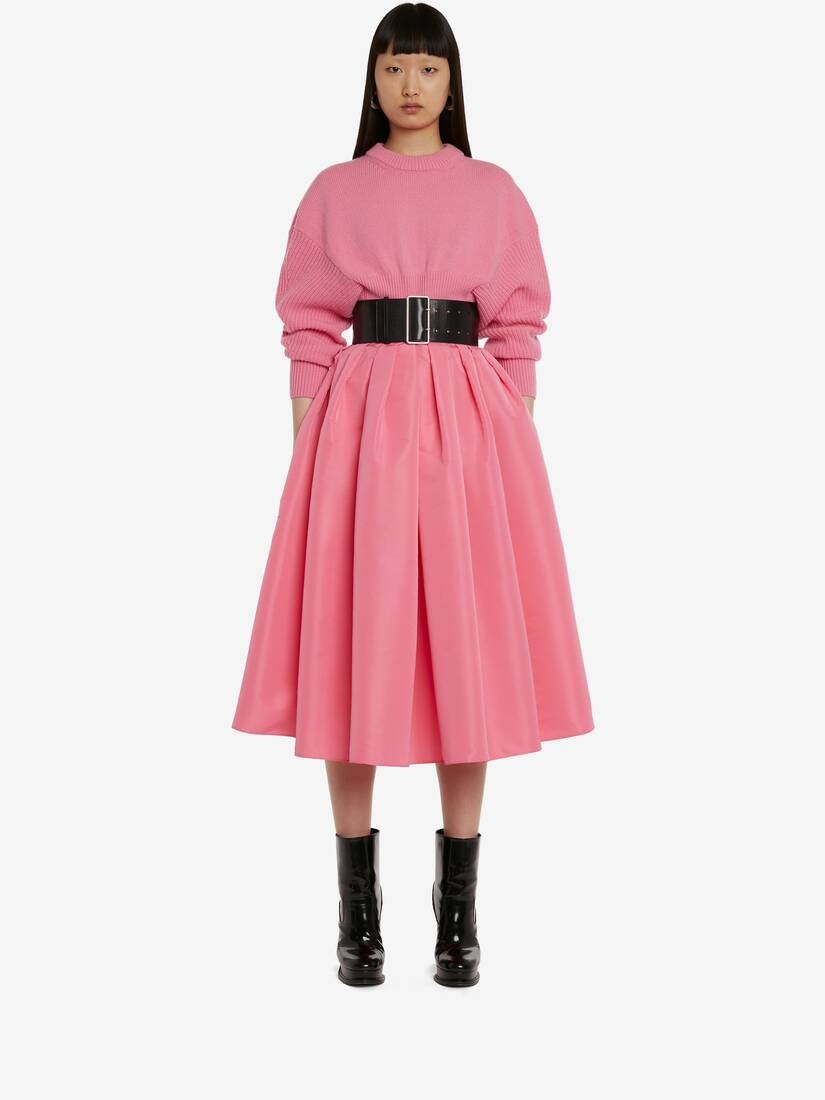 Women's Cropped Cocoon Sleeve Jumper in Sugar Pink - 2