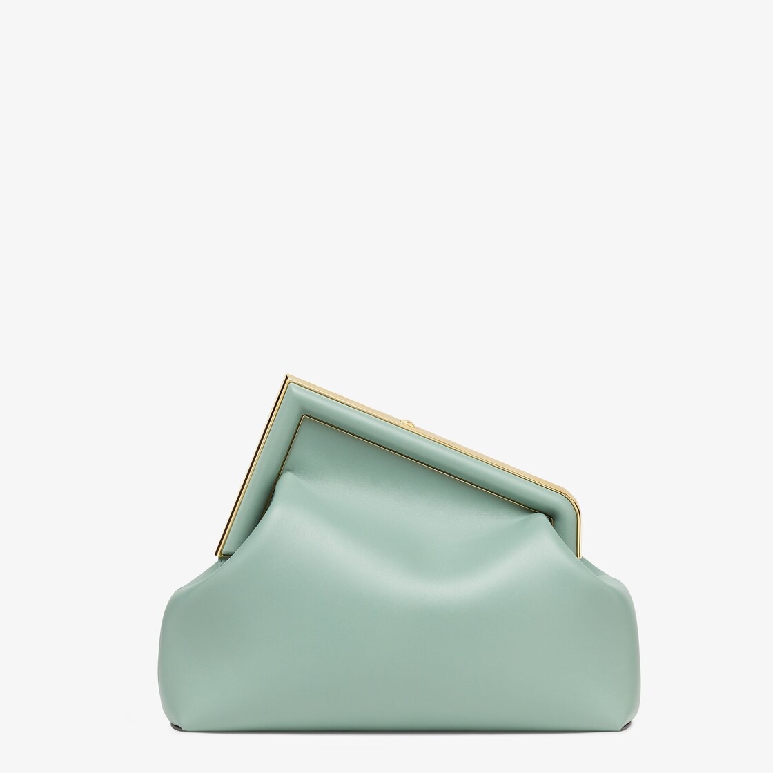 Medium Fendi First bag made of soft, mint green nappa leather with an oversized metal F clasp bound  - 3