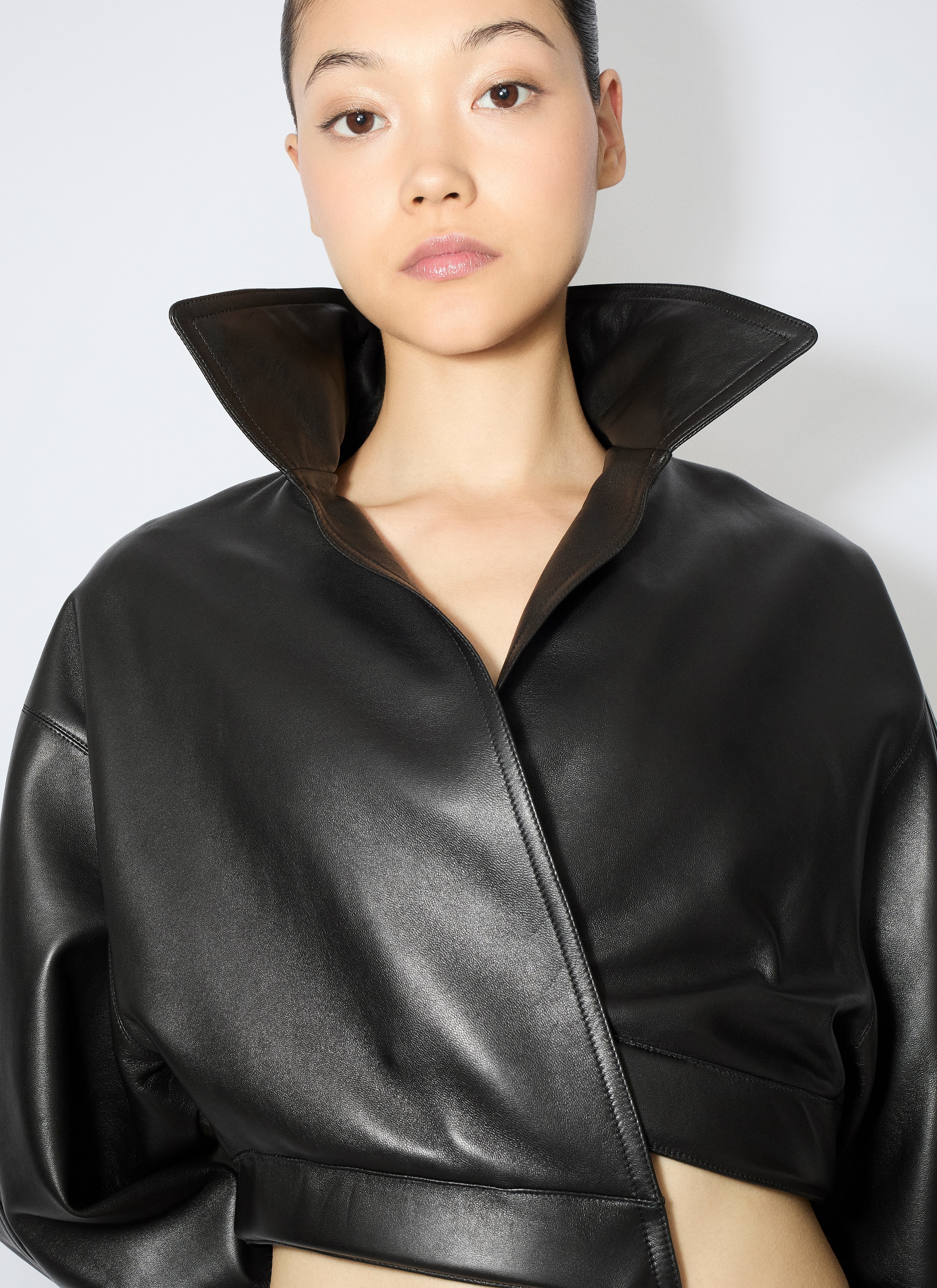 LEATHER CROPPED SPIRAL JACKET - 5