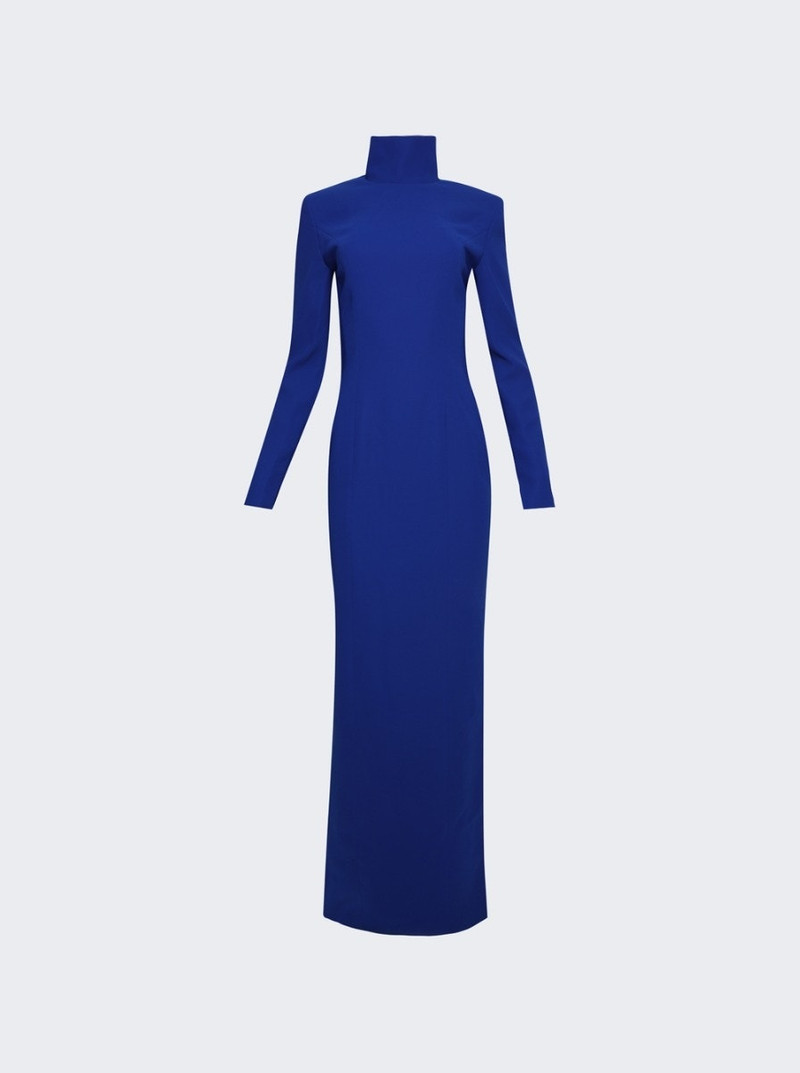 High Neck Backless Dress Blue - 1