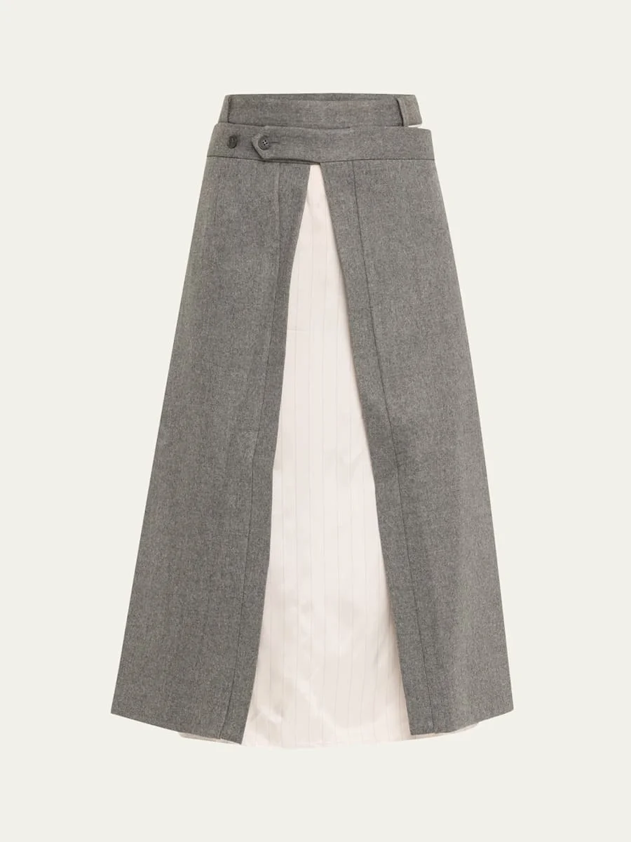 Andes Apron Wool Midi Skirt - 1