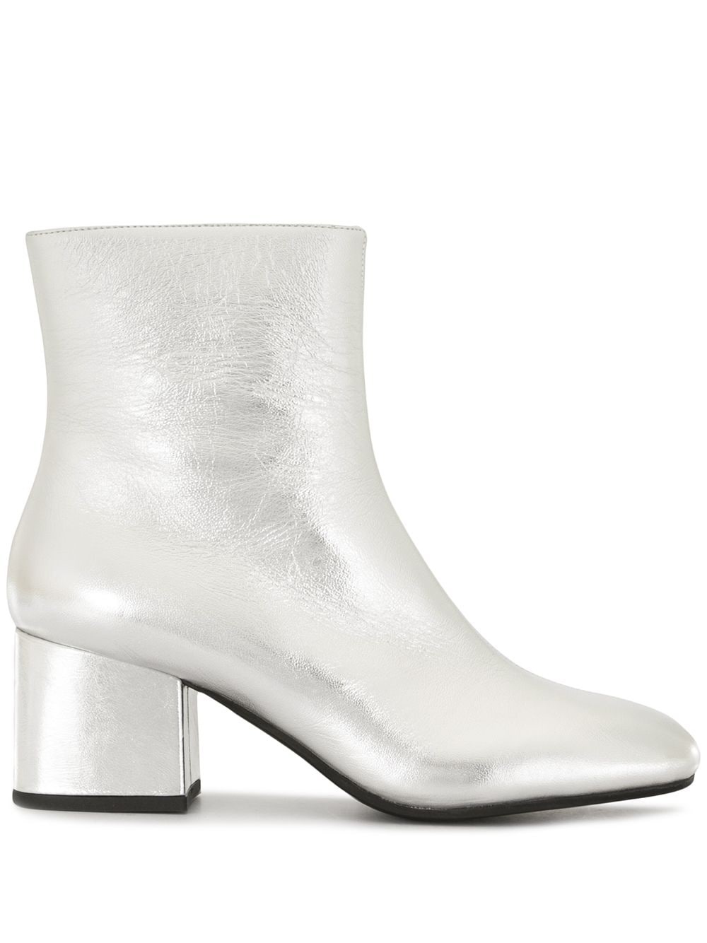 metallic square-toe ankle boots - 1