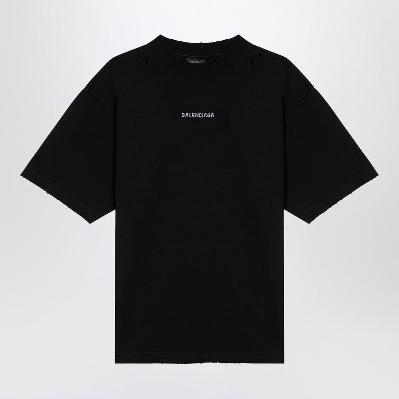 Balenciaga Balenciaga Back Black Jersey T-Shirt Women - 1