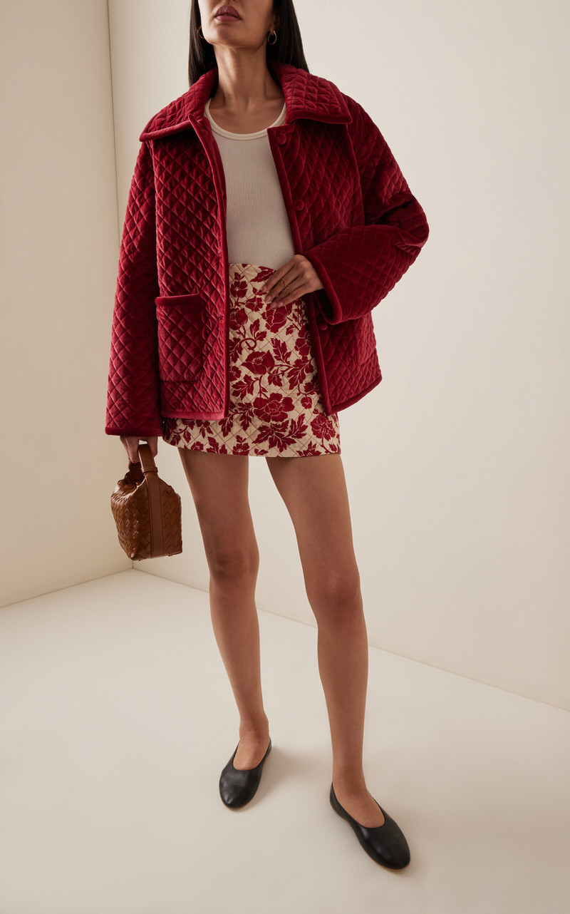 POSSE Romeo Quilted Linen Mini Skirt red outlook