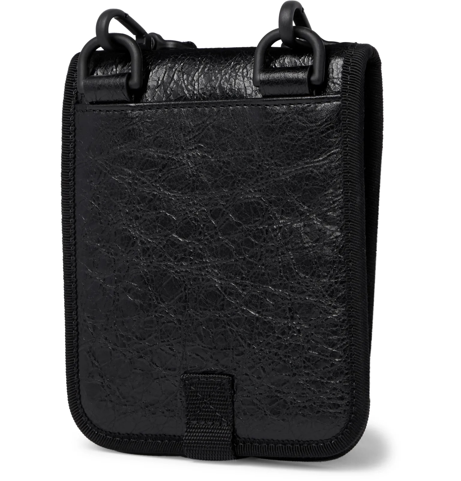 Logo-Print Crinkled-Leather Messenger Bag - 4