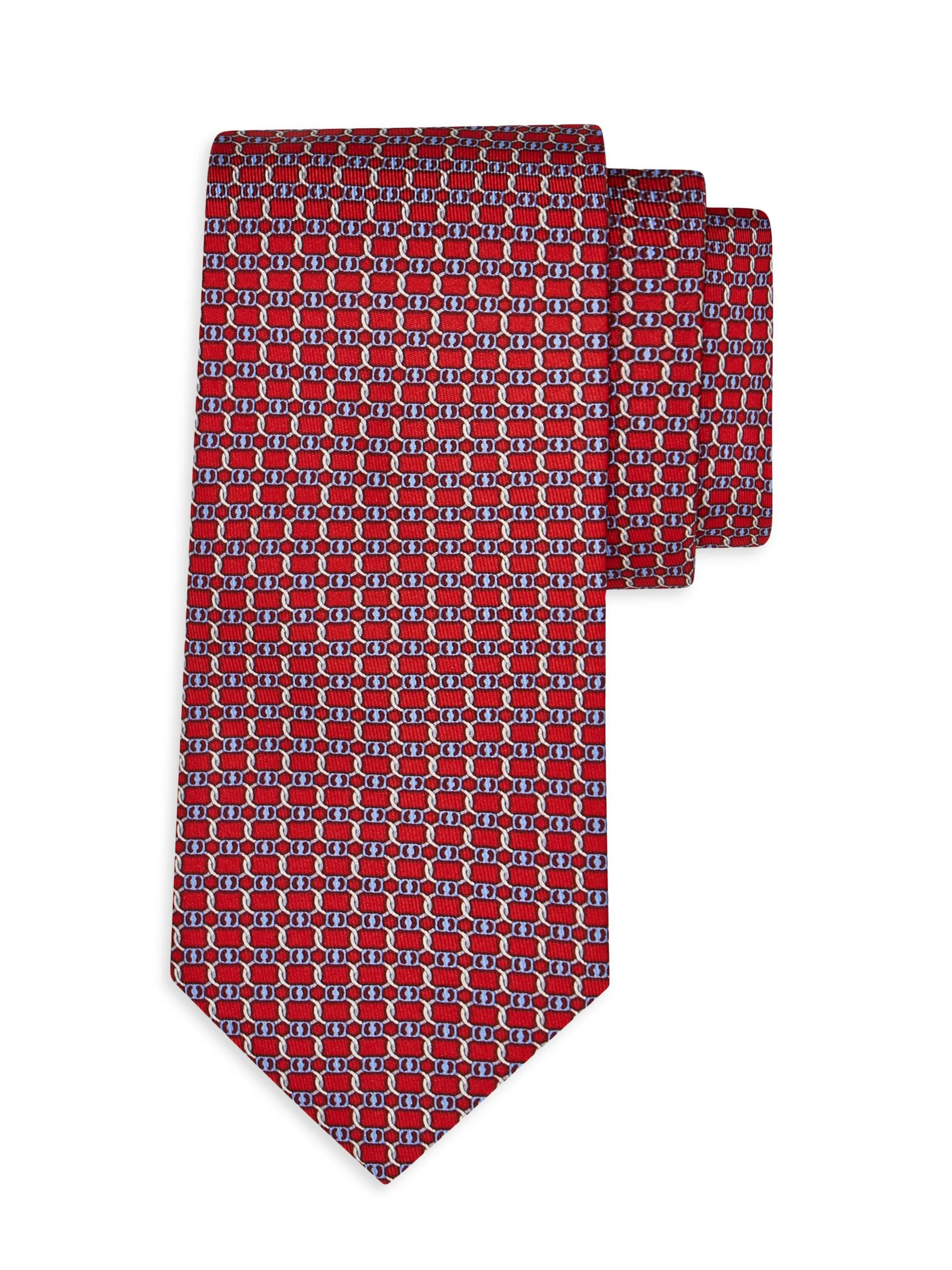 Men's Aida Silk Tie - Rosso Azzurro - 1
