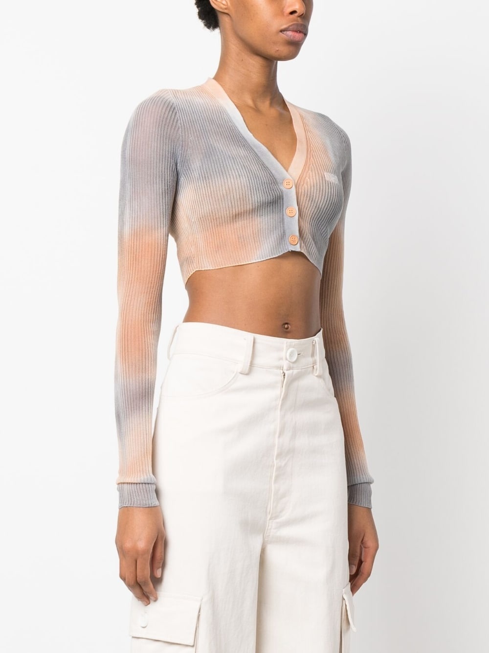 tie-dye cropped cardigan - 3