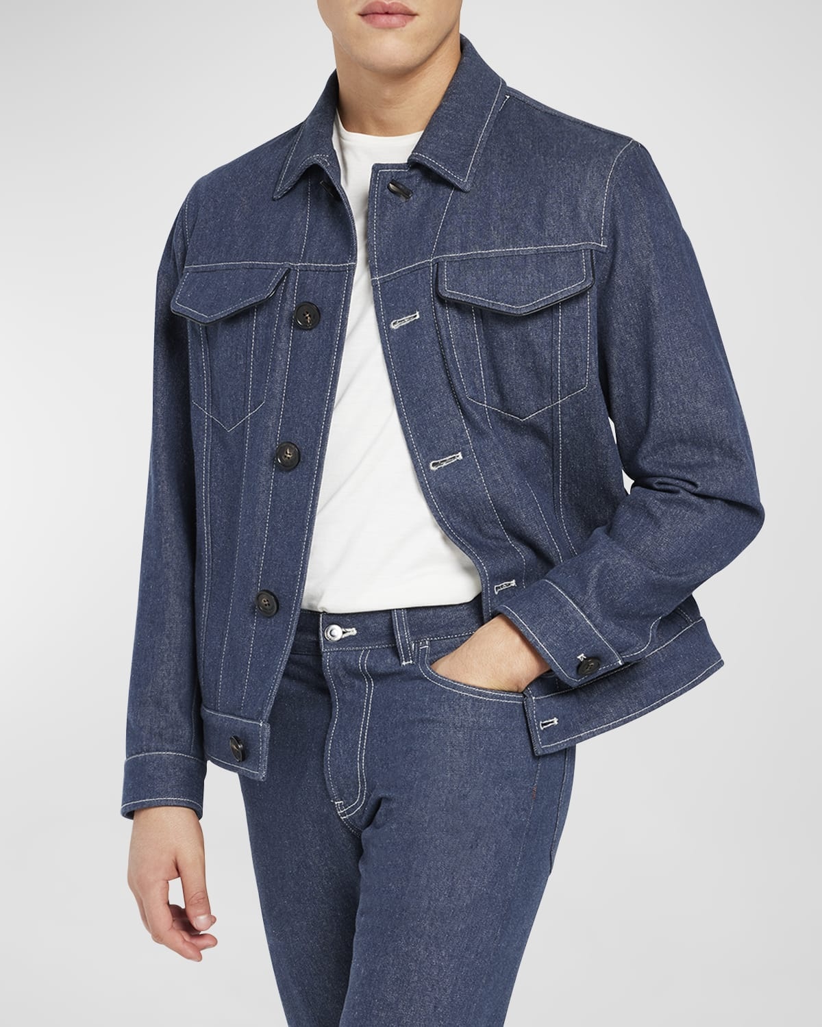 Men's Neive Button-Front Denim Jacket - 7