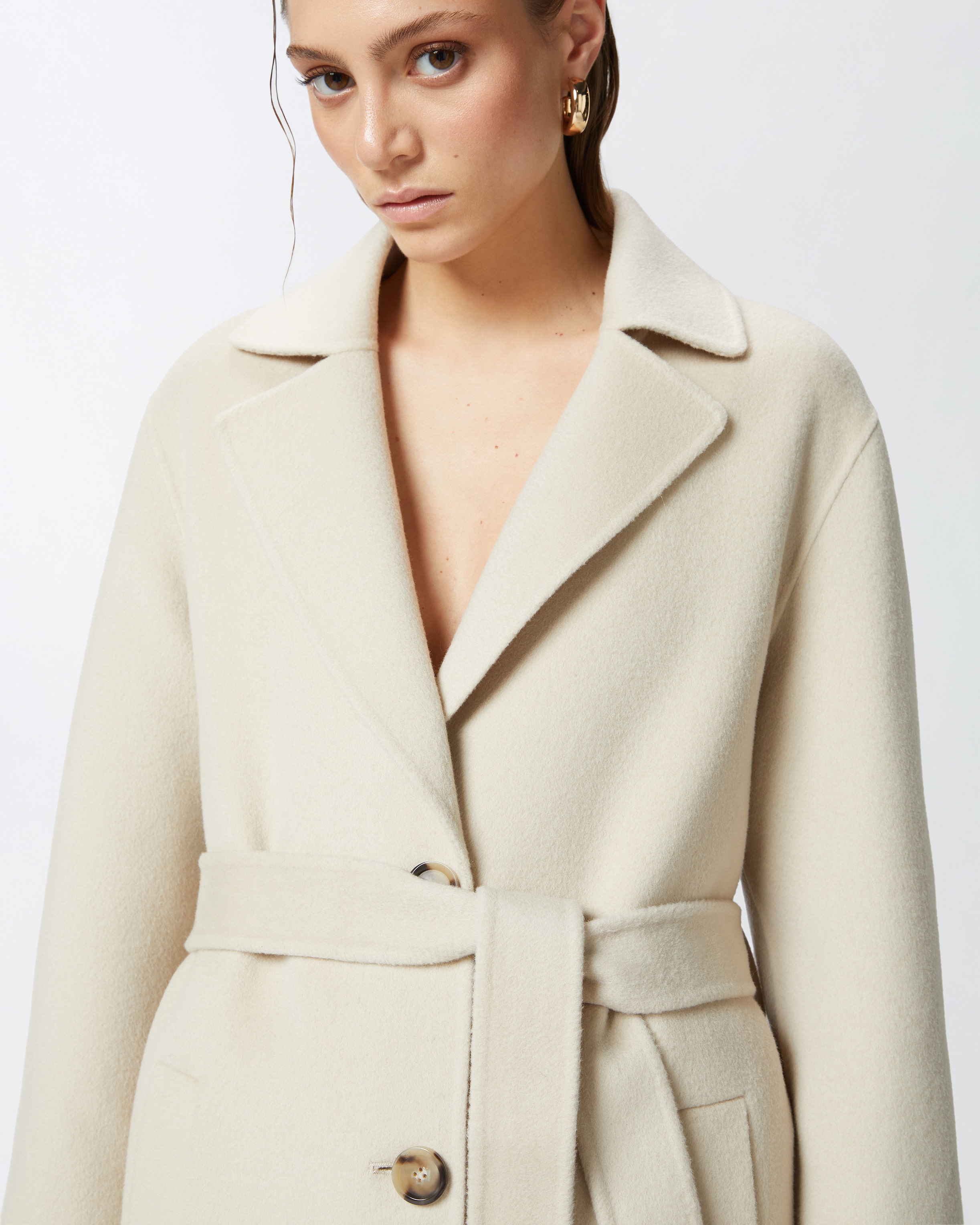 LONG DOUBLE-LAYERED CLOTH COAT WITH BELT - 5