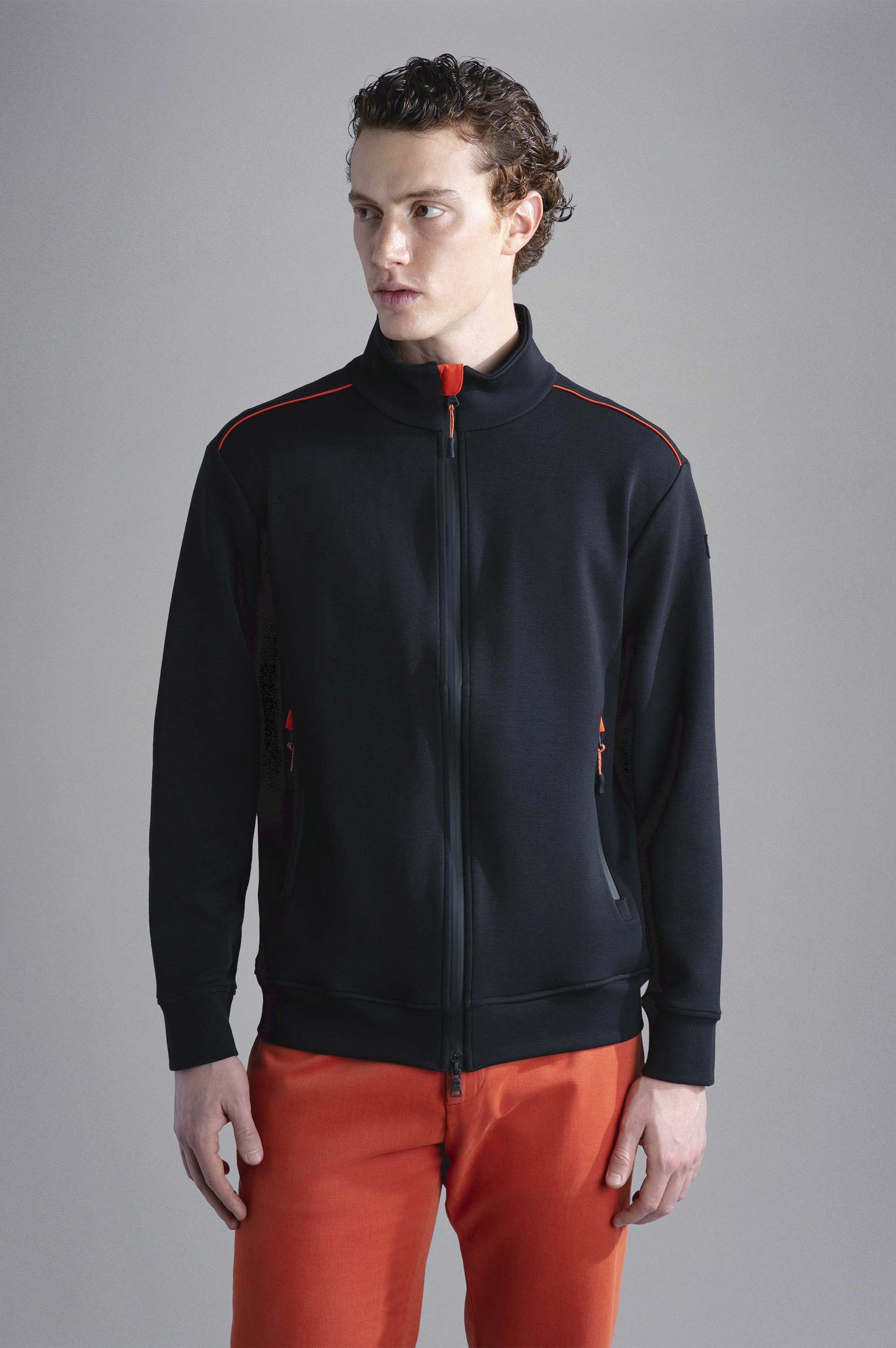 COTTON ZIPPED SWEATSHIRT WITH CONTRASTING DETAILS - 6