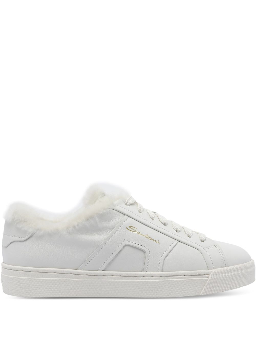 faux-fur leather sneakers - 1