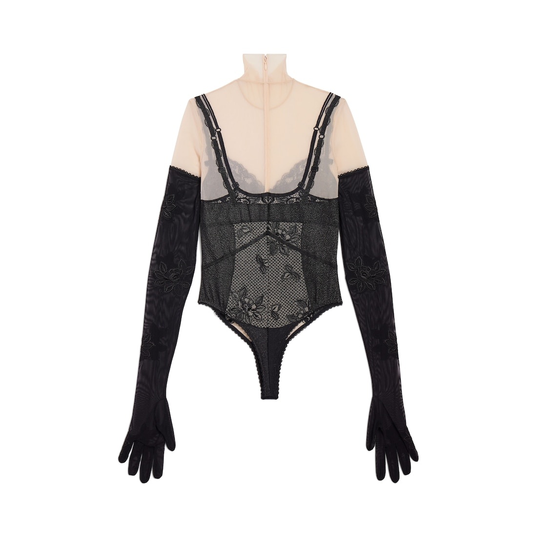 Women's Trompe L'œil Bodytop in Black/beige - 6