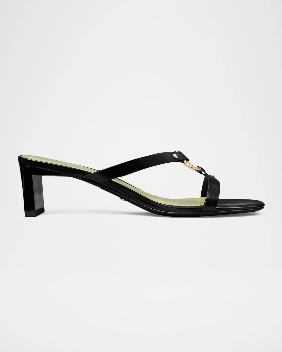 Leather Ring Heeled Slide Sandals - 1