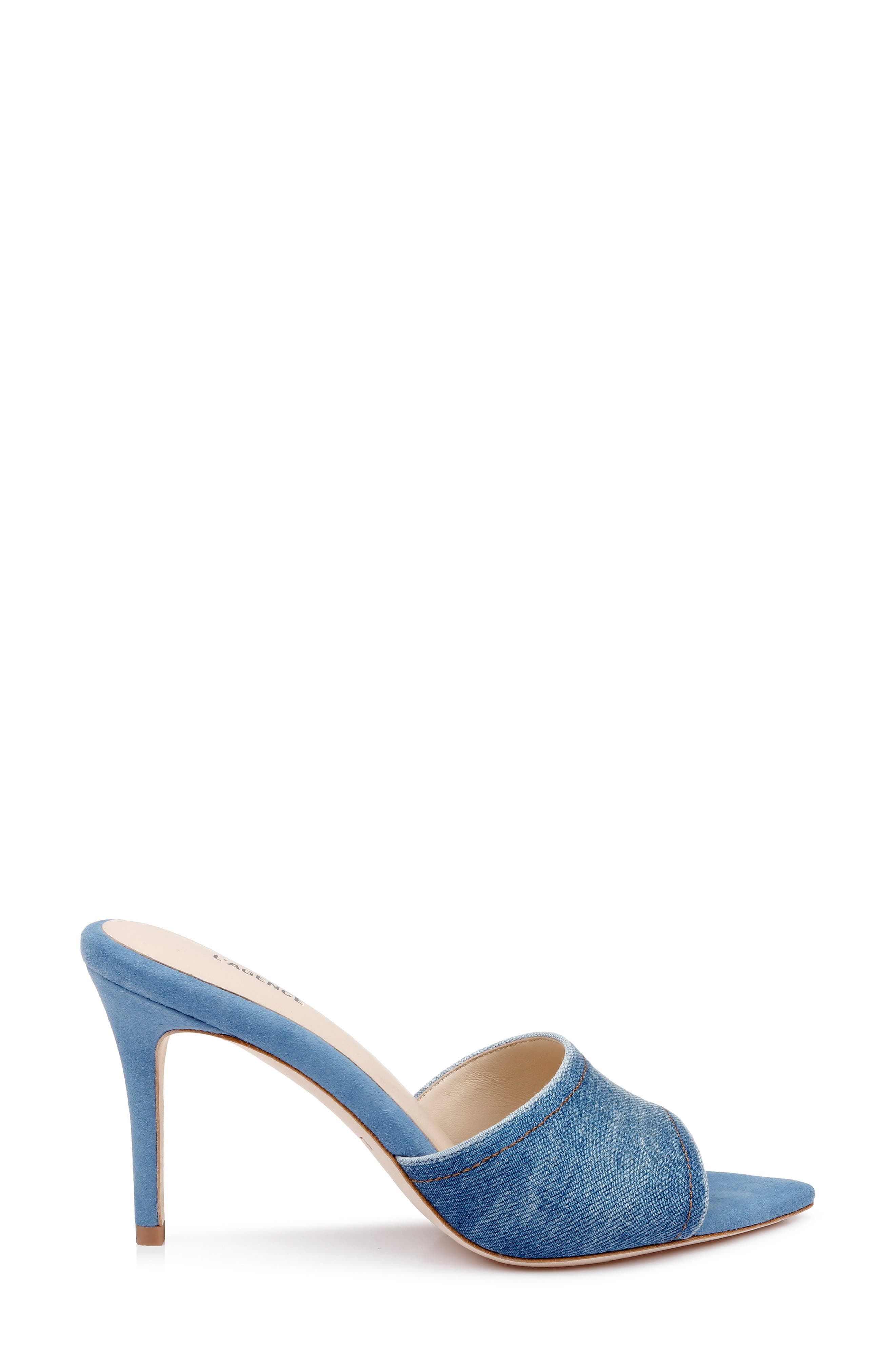 L'AGENCE Lolita Pointed Toe Sandal in Blue Denim at Nordstrom - 3