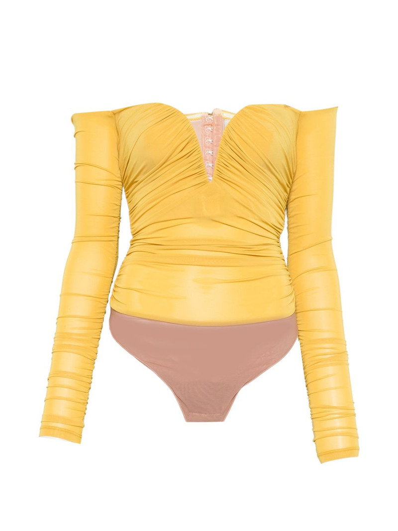 V-neckline draped bodysuit 1