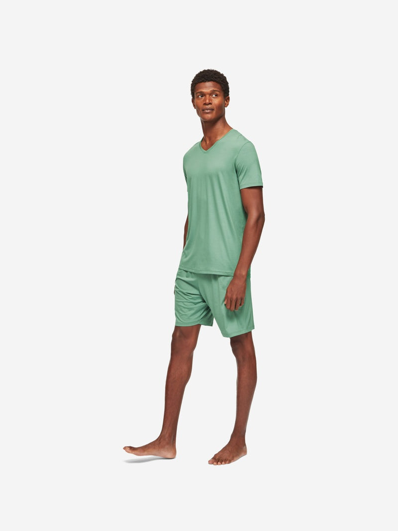 Derek Rose Men's Lounge Shorts Basel Micro Modal Stretch Sage Green outlook