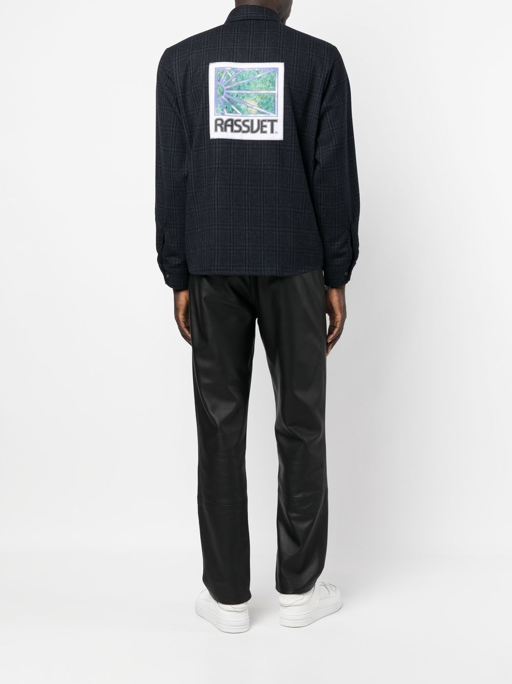 logo-patch check-pattern shirt - 2