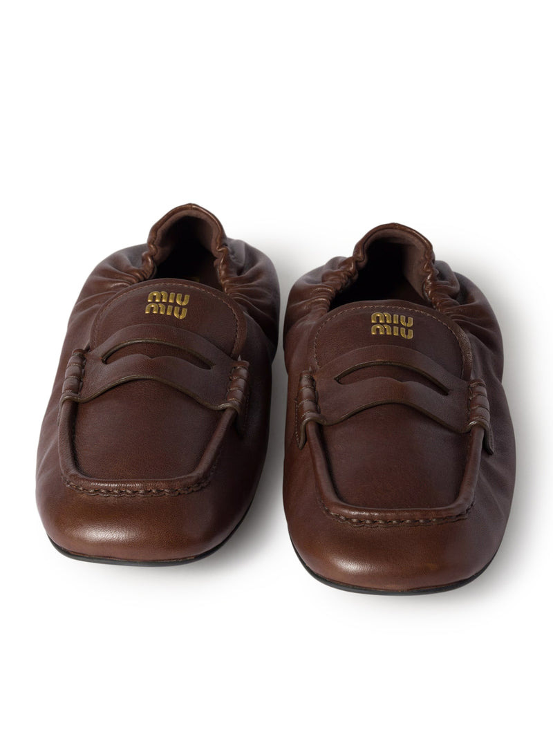 Miu Miu Women Nappa Leather Ruffled Loafers - 4