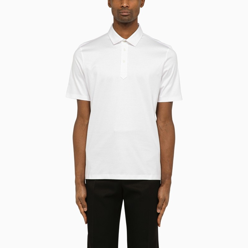 White short-sleeved polo shirt - 1