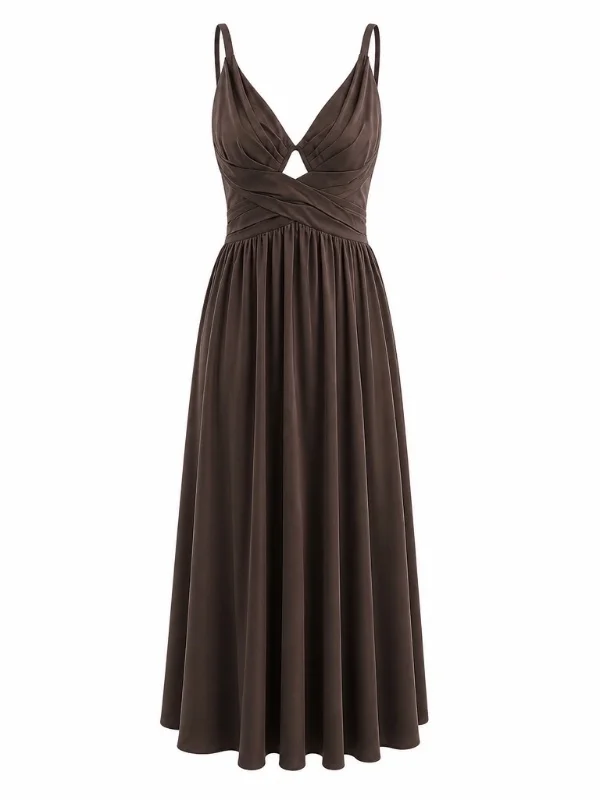 Draped Maxi Dress in Bitter Chocolate - 1