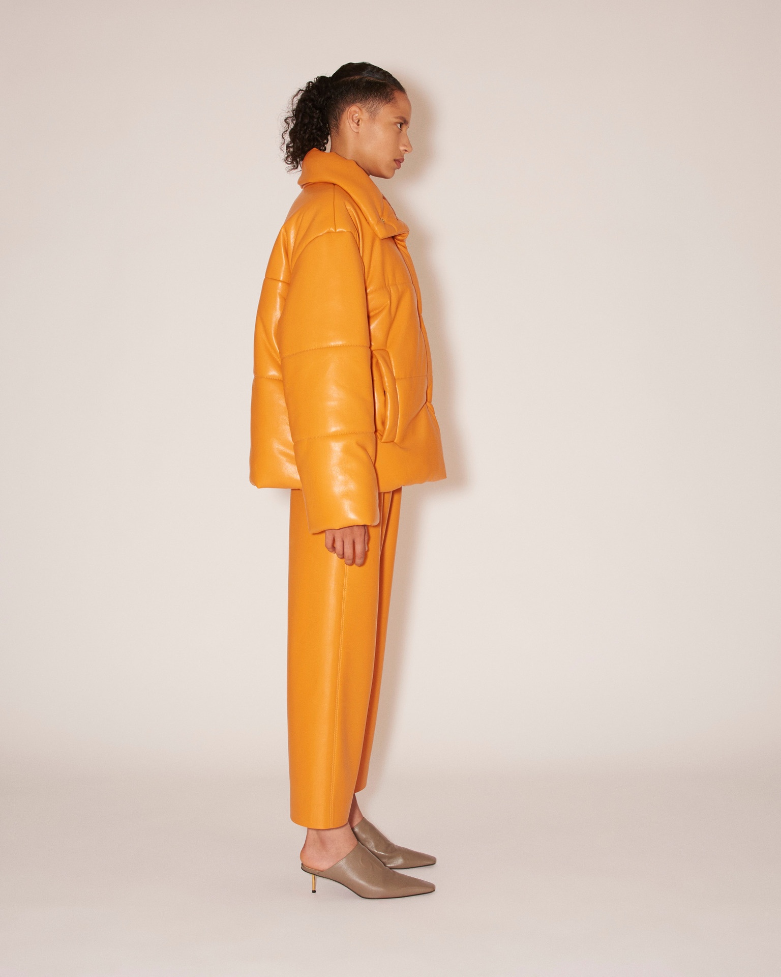 HIDE - Vegan leather puffer jacket - Orange - 3