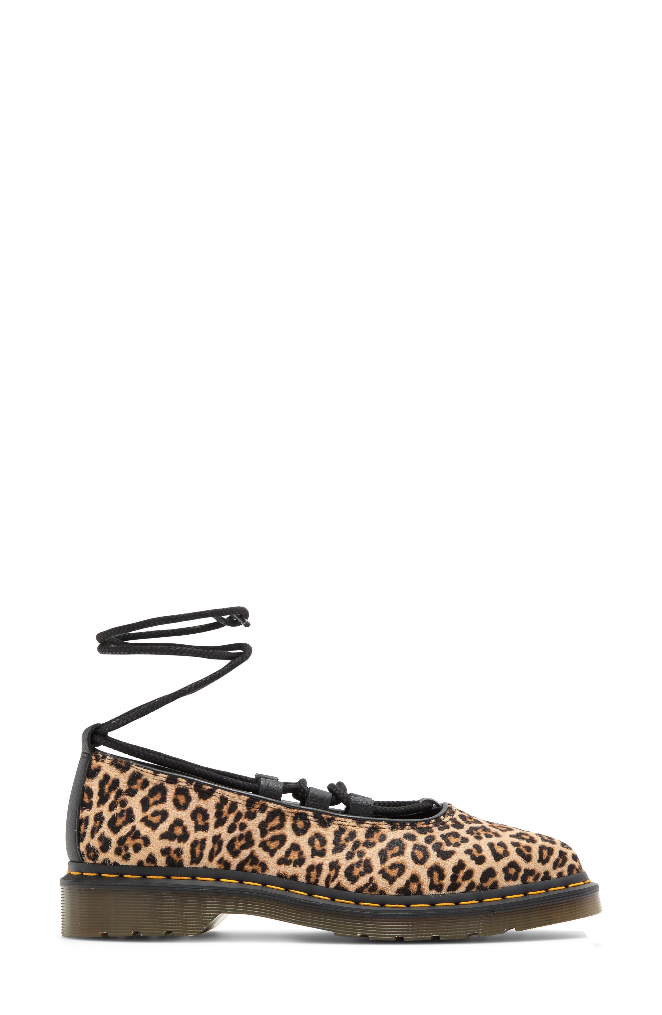 Dr. Martens Elphie Ankle Wrap Flat in Leopard Hair On at Nordstrom - 3