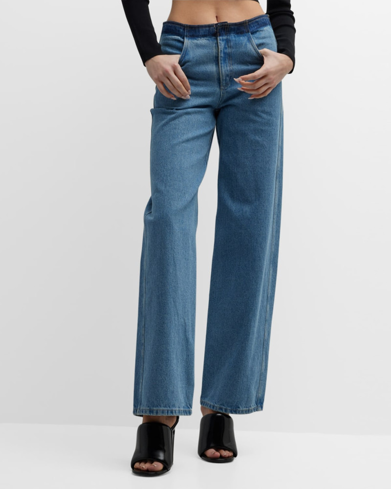Deconstructed Denim Straight-Leg Jeans 7