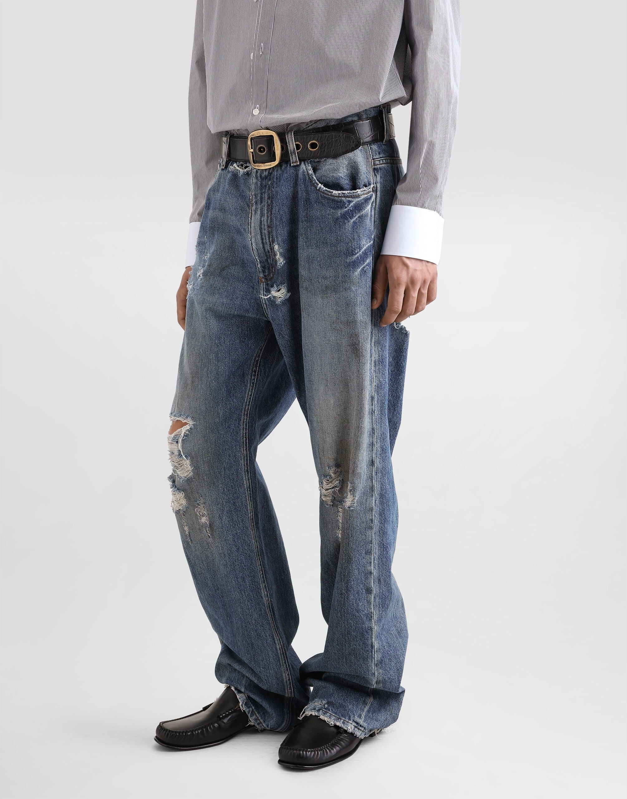 Oversize cotton jeans with tag - 4