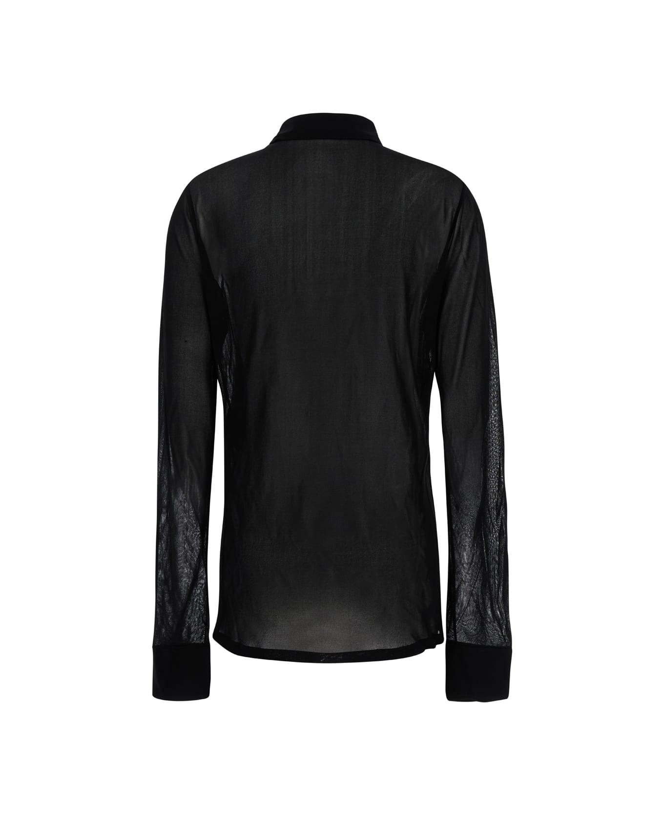 Black Shirt With Transparent Effect In Jersey Crepe Woman - 2
