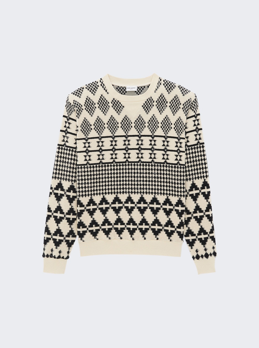 Raglan Jacquard Sweatshirt Black And White - 1