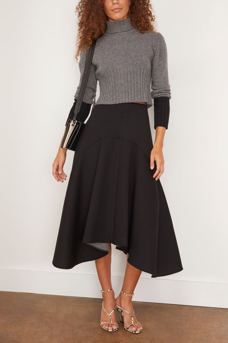 Plan C Asymmetric Hem Scuba Skirt in Black outlook