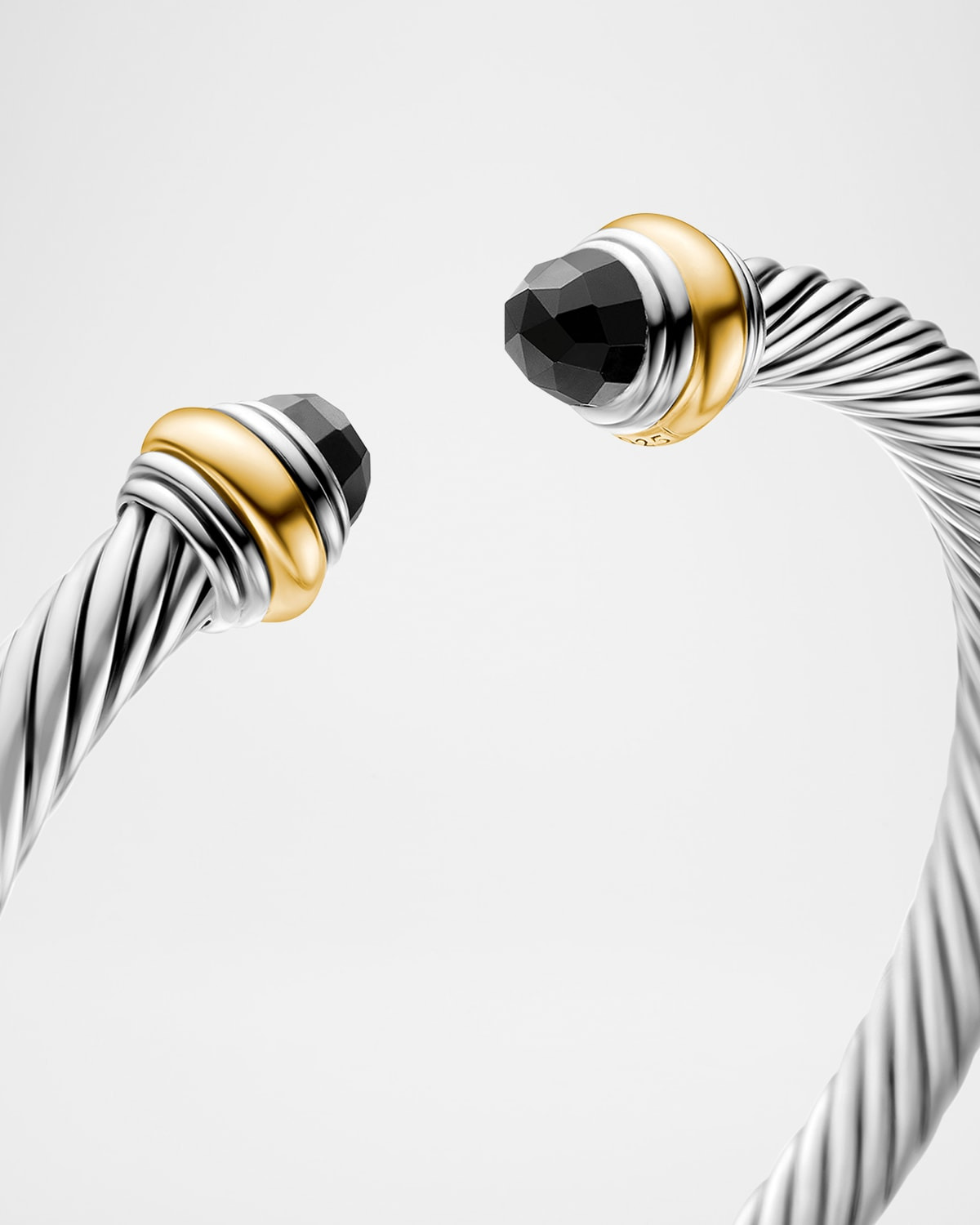 Cable Bracelet with Gemstone in Silver with 14K Gold, 5mm - 7