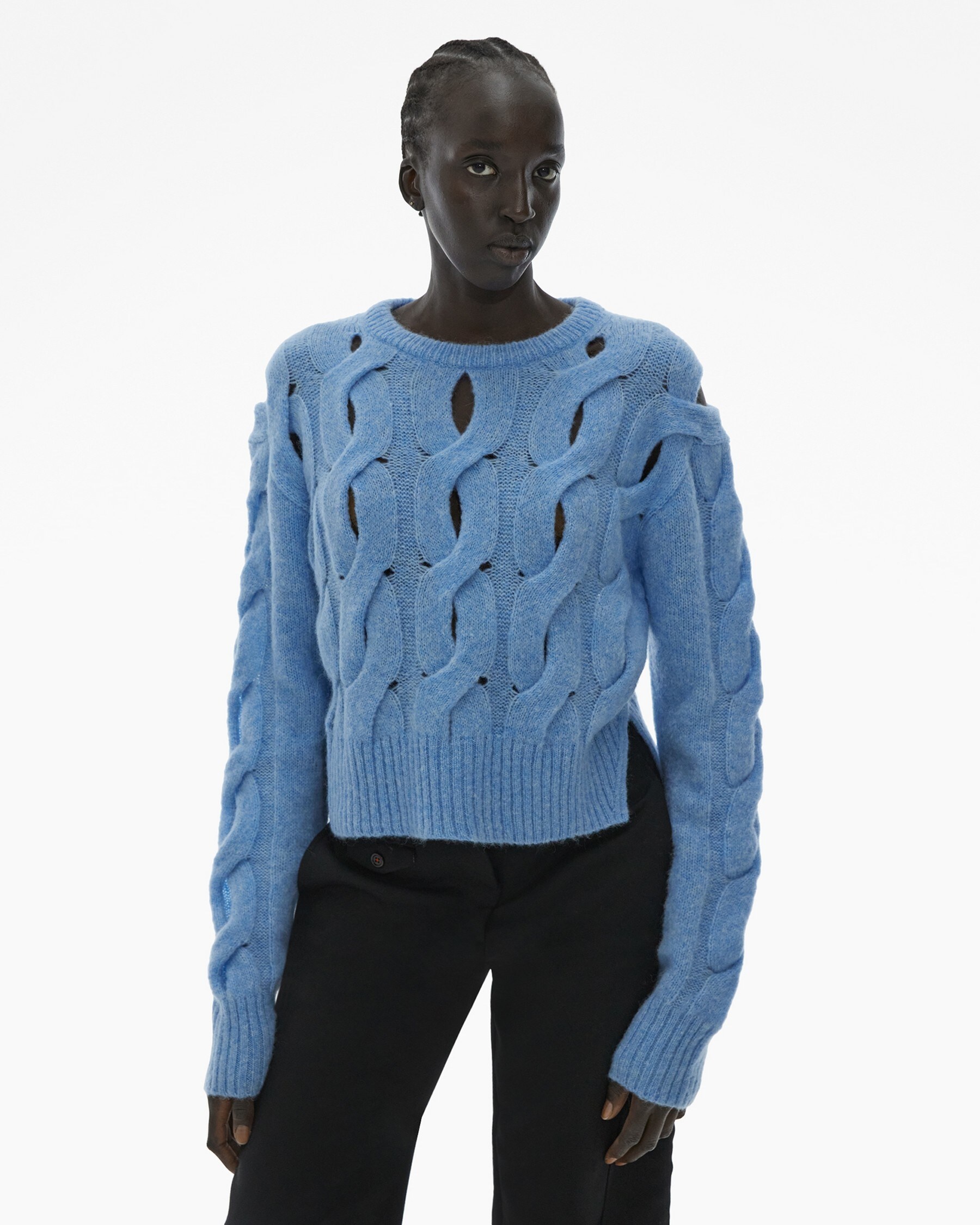 CROPPED CABLE KNIT SWEATER - 3