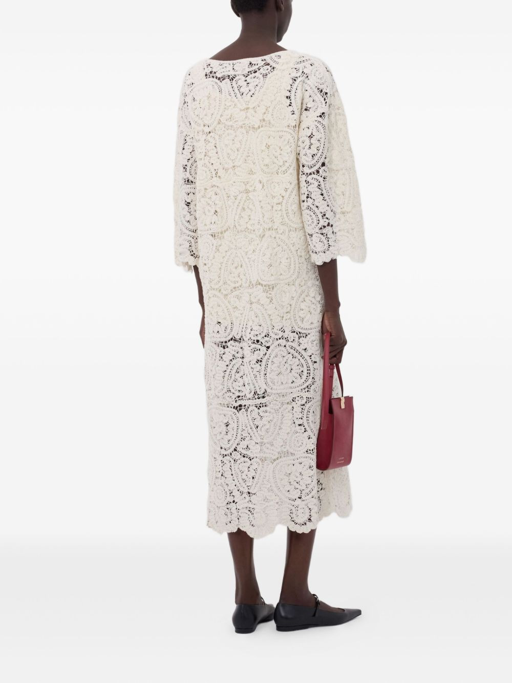 Ciko crochet-pattern three-quarter-sleeve maxi dress - 4