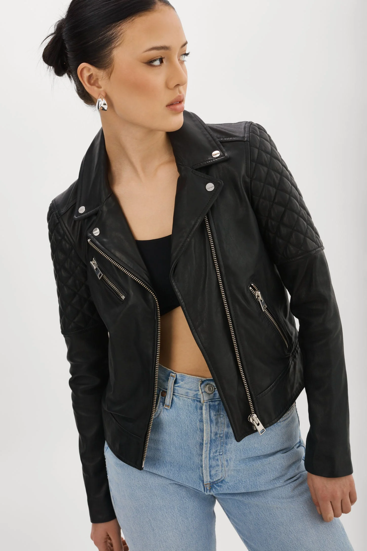 MARILLA | Quilted Leather Biker Jacket - 1