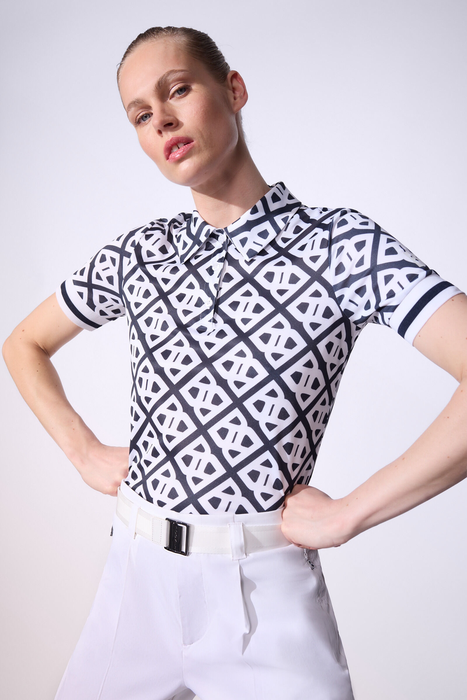 Calysa functional polo shirt in Navy blue/White - 6