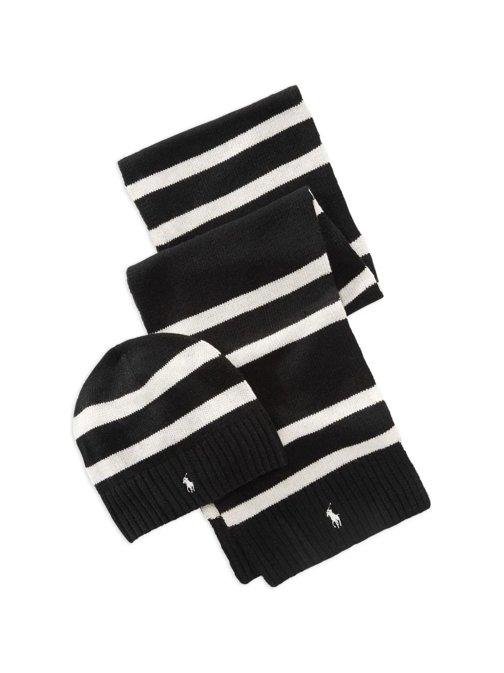 striped scarf and beanie hat set - 1