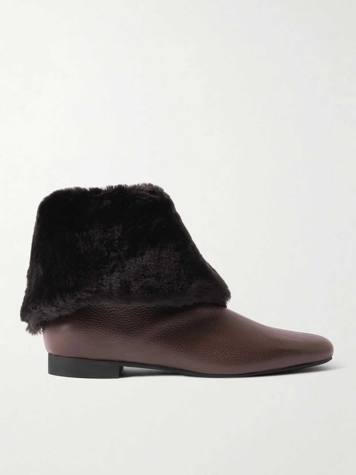 Downtown Shearling-trimmed Leather Ankle Boots - 1
