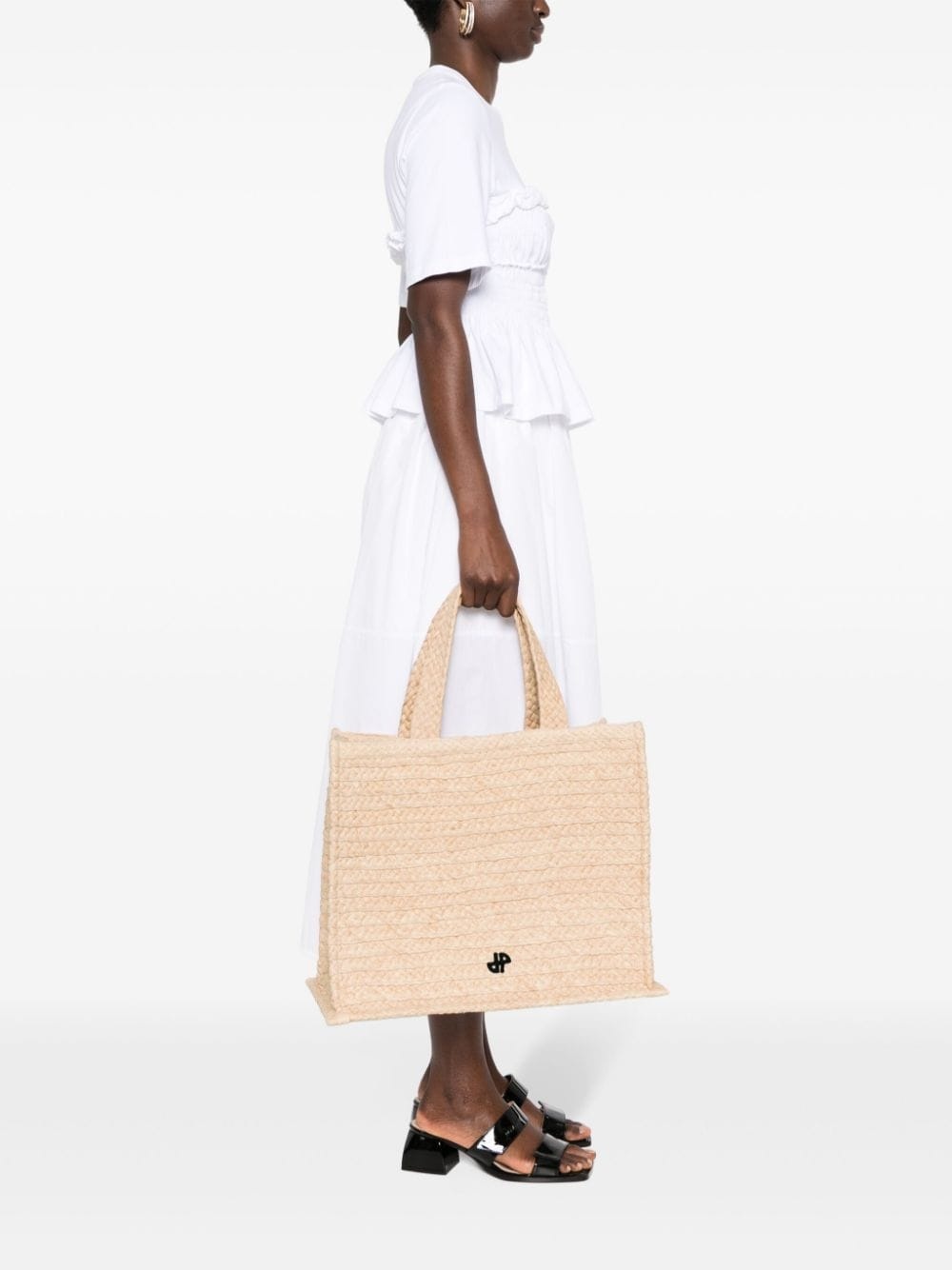 large JP raffia tote bag - 2