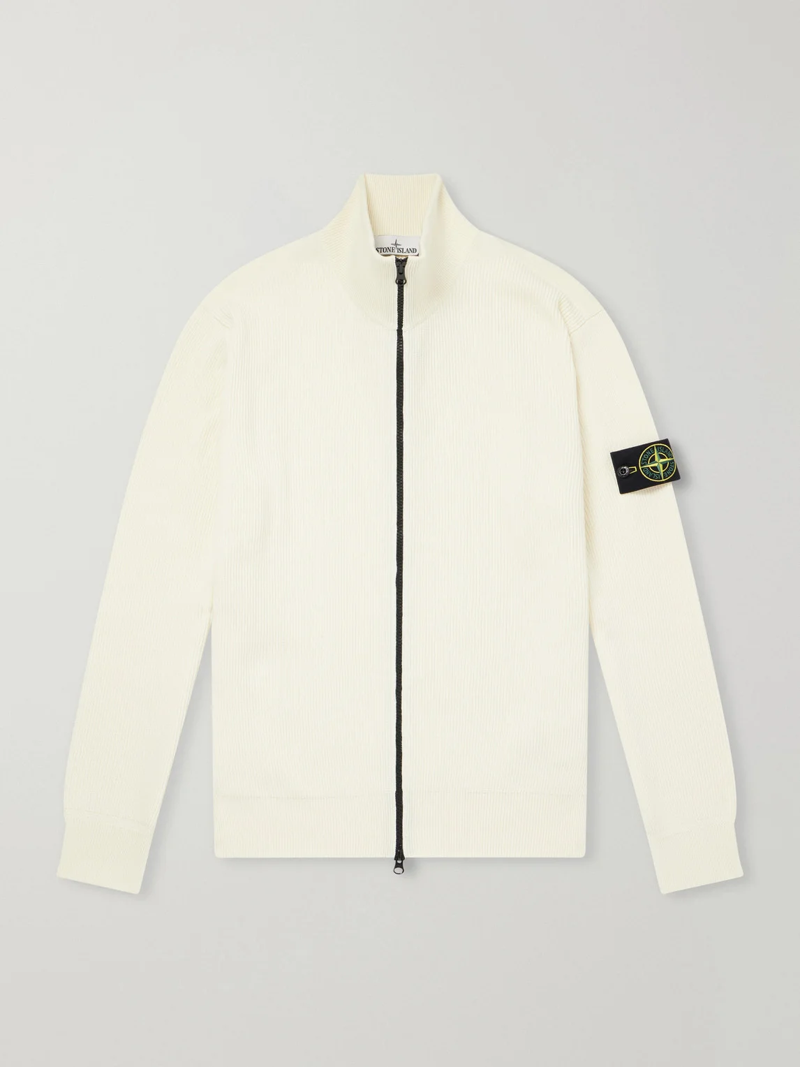 Ribbed Cotton Zip-Up Sweater - 1