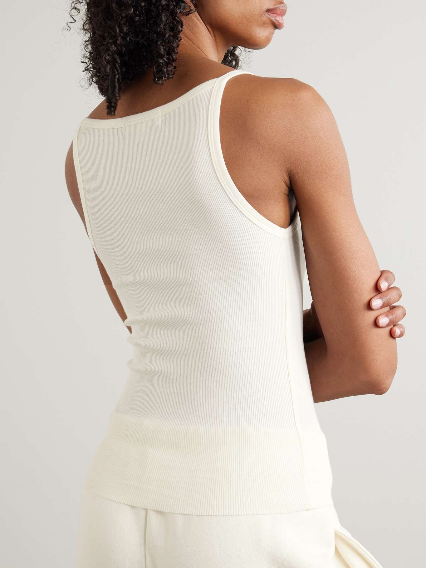 Iris ribbed stretch-cotton and modal-blend jersey tank White - 3