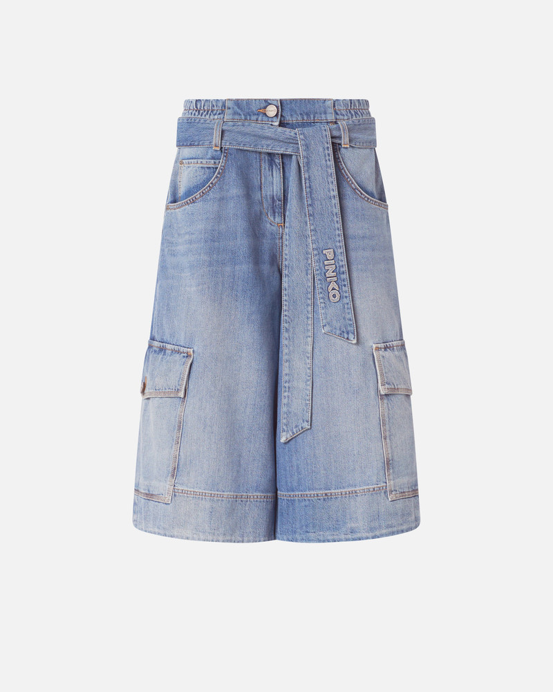 DENIM UTILITY BERMUDA SHORTS WITH BELT 1