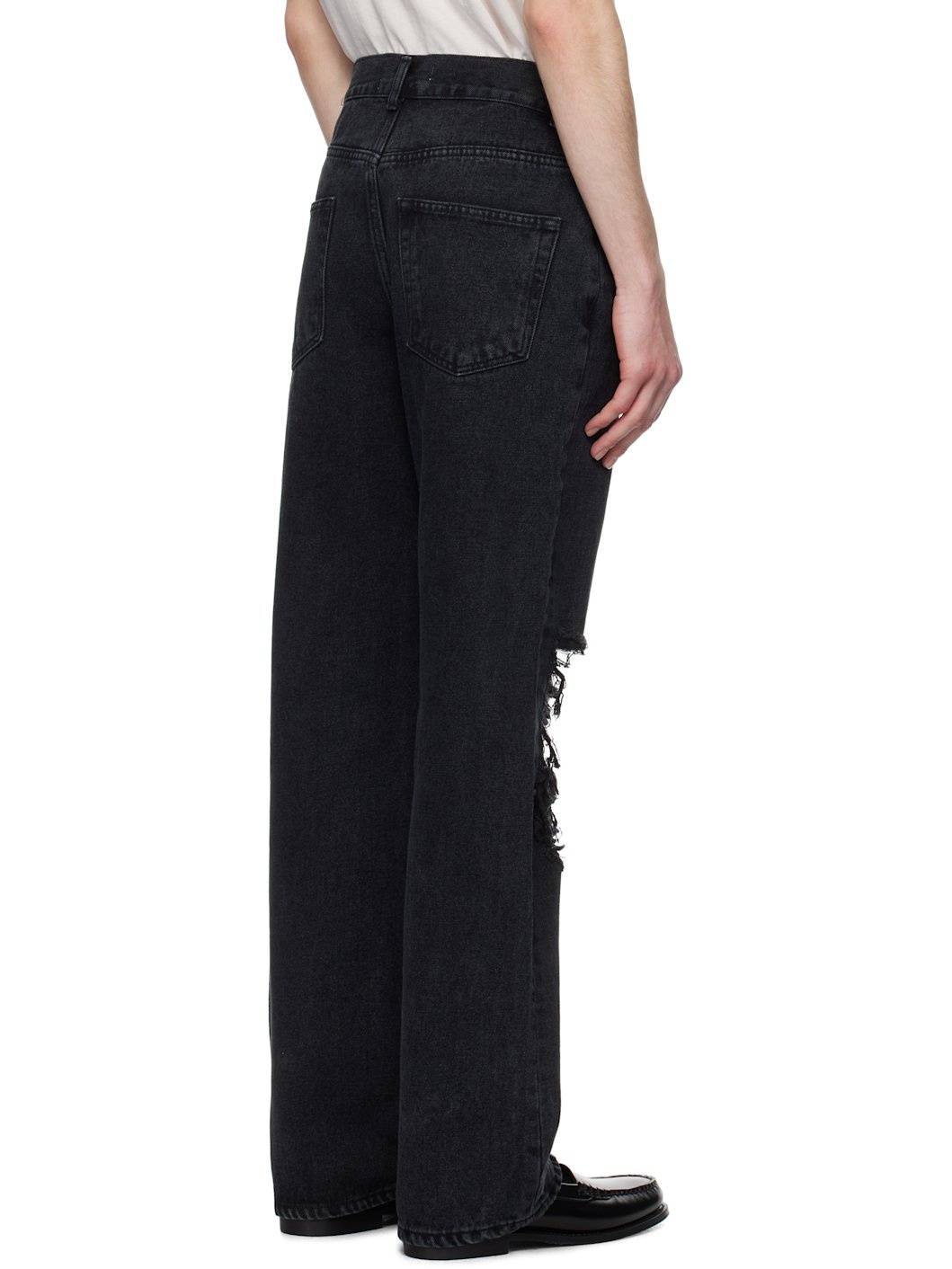 Black Straight-Leg Destroyed Jeans - 3