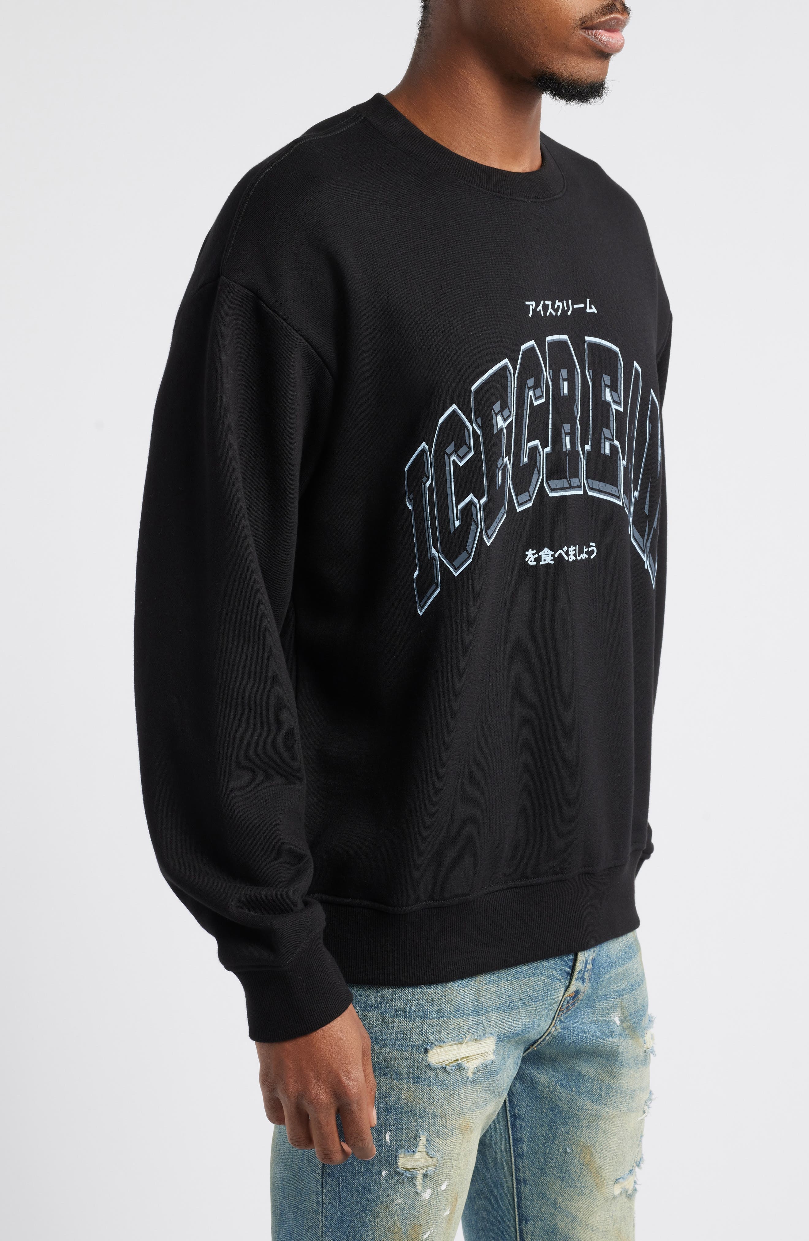 ICECREAM Frigid Cotton Graphic Sweatshirt in Black at Nordstrom - 3
