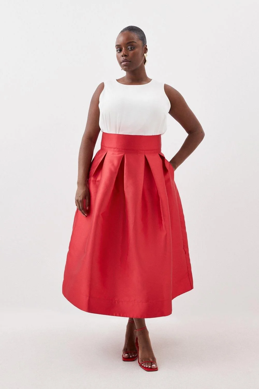 Plus Size Twill Prom Maxi Skirt - 1