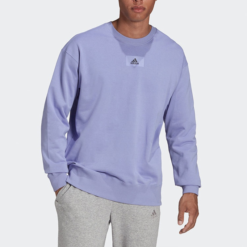 adidas Men's adidas Fv Swt Sports Round Neck Pullover Light Purple HE4347 outlook
