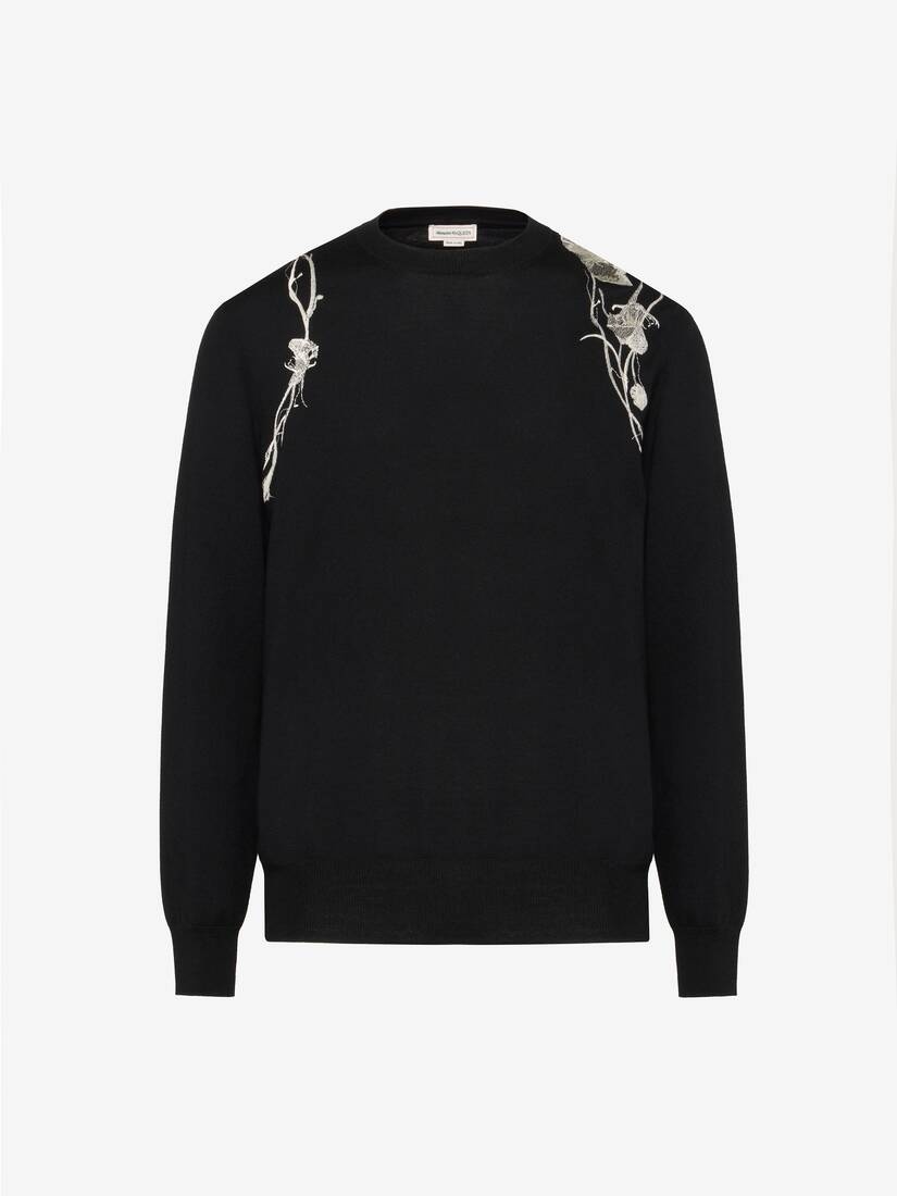 Men's Pressed Flower Harness Jumper in Black/ivory - 2