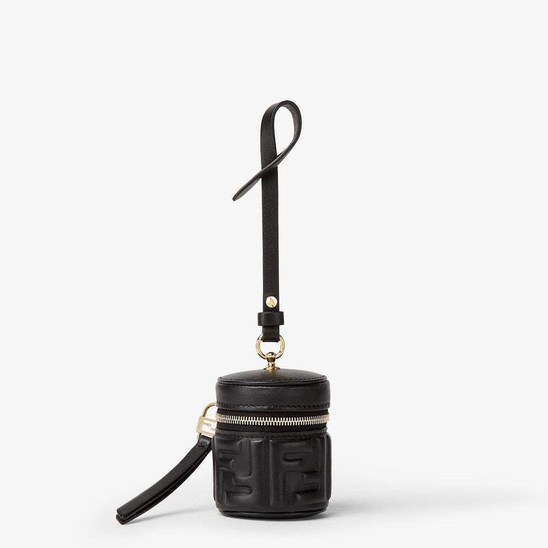 Baguette Coin Holder Black nappa leather coin holder charm with FF motif 1