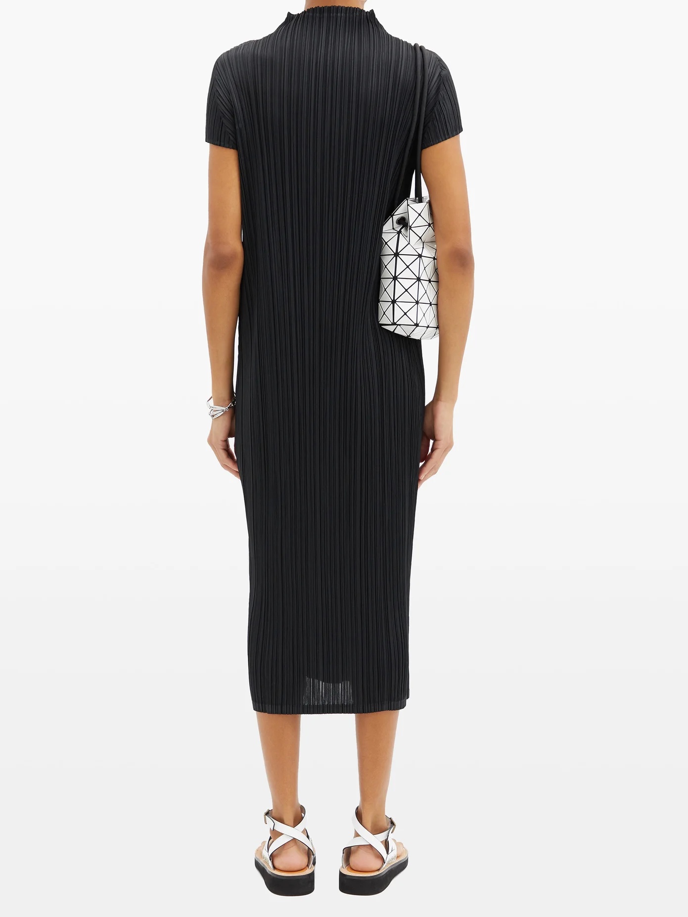 Pleated high-neck midi dress - 5